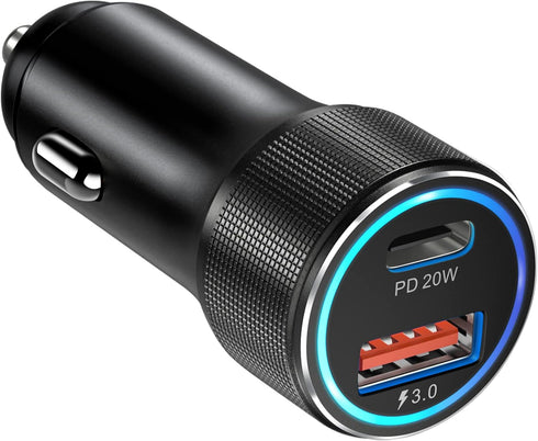 USB Car Charger Adapter, Bangfun 36W/12V USB C Car Charger Dual Port QC&PD3.0 Fast Charging Cigarette Lighter USB Charger Plug for iPhone 15 14 13...
