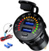 iMESTOU Quick Charge 3.0 Car Charger, Waterproof 36W Dual USB QC3.0 Fast Charging Socket Power Outlet with Voltmeter & Switch & 10A Fuse Built-in ...