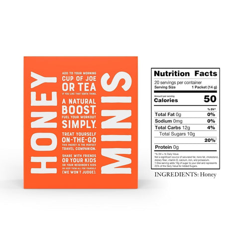 Nate's Honey Minis - Single-Serve 100% Pure, Raw & Unfiltered Honey – 0.49oz Packets, 20ct box...