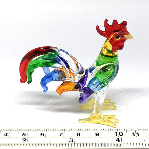 ZOOCRAFT Glass Rooster Chicken Figurine Miniature Country Kitchen Decor Hand Blown Art...