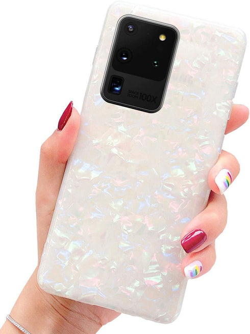 J.west Galaxy S20 Ultra Case, Luxury Cute Sparkle Bling Translucent Thinfoil Print Soft Silicone Phone Case Cover for Girls Women Slim Pattern Des...