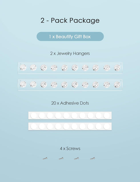 Zreal Necklace Holder, Acrylic Necklace Hanger, Wall Jewelry Organizer with 10 Jewelry Hooks in Seashell Shape (2-pack Clear)...