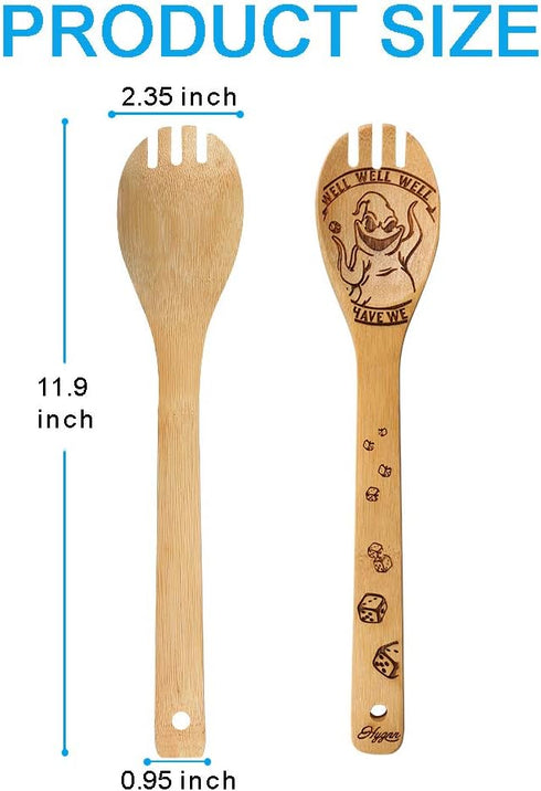 Halloween Idea Utensil Burned Wooden Spoons Set House Warming Wedding Present Slotted Spoon 5 Piece SpoonSet...