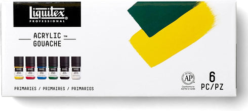 Liquitex Professional Acrylic Gouache Paint, 6 x 22ml (0.74-oz), Primaries Set...