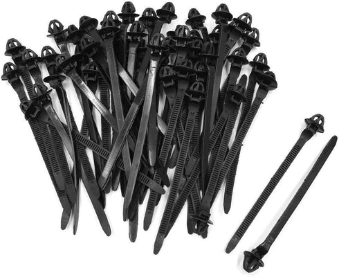 Umbrella Wing Nylon Push Mount Zip Ties 50Pcs, Heavy Duty Black Wire Zips Tie Mounts, Self Locking Push Mount Cable Zip Tie for Engine Bay Wire Ha...
