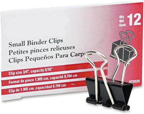 Pack of Small Binder Clips 3/4 Small Black 12/Box 12 PCS Office Black Ideal for Reuse binder Clips Medium Mini Binder Clips Office Clips Paper Cli...