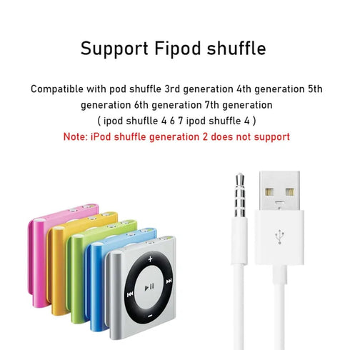 2 Pack,10.5cm USB Power Charger Sync Data Transfer Cable,Charging Cable for iPod Shuffle Cable, 3.5mm Jack/Plug to USB USB Power Charger Sync Data...