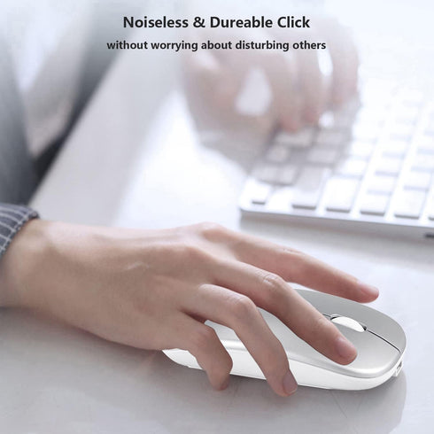Wireless Bluetooth Mouse for Apple iPad iPhone MacBook Android Samsung Tablet Phone Dual-Mode Rechargeable 2.4G Portable Computer Mice for Windows...