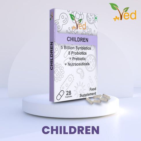 Ved Children Complex Probiotics and Prebiotics Complex - 5 Billion CFU - 20 Live Bacterial Cultures - 28 Probiotic Complex Capsules for Children -...
