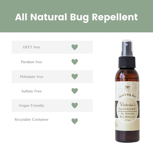 Victoria's Lavender Organic “Don’t Bug Me” Insect Spray, Made with Plant Based Essential Oils & Aloe Vera … (4 oz Single)...