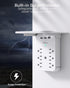 Wall Outlet Extender with Surge Protector, 6 AC Outlets, Shelf, 2 USB & USB C Charging Ports - Home & Dorm Plug Expander...