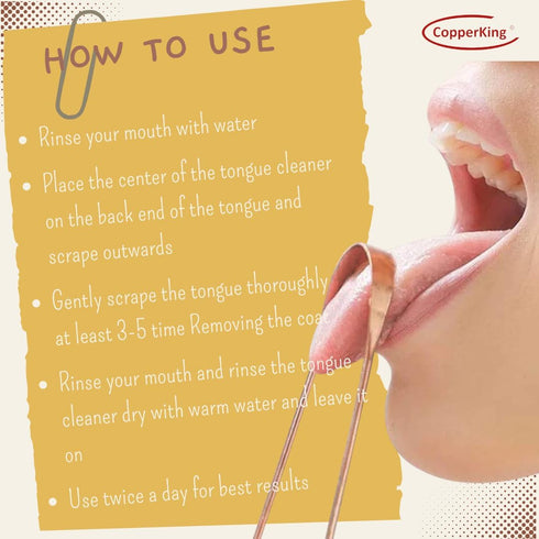 Pure Copper Metal Tongue Cleaner Set of 2 Pack for Adults Tongue Scraper Easy to Use, Ayurvedic Tongue Cleaners for Better Oral Care & Hygiene wit...