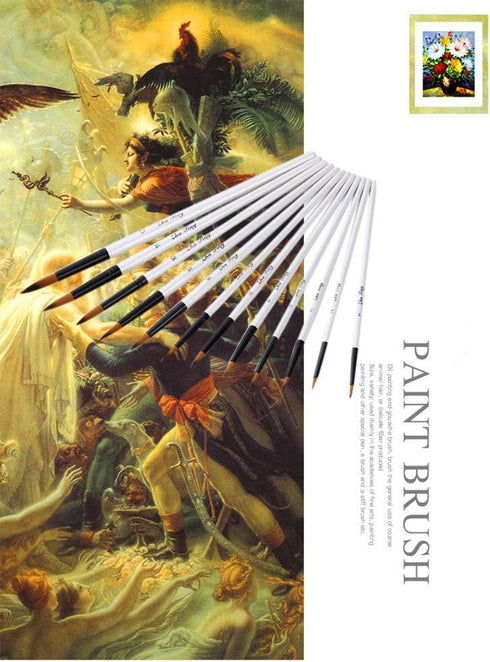 Round Watercolor Detail Paint Brushes Nylon Hair 12pcs for Watercolors,Acrylics,Inks,Gouache,Oil and Tempera(12pcs Pearl White Short Wooden Paint ...