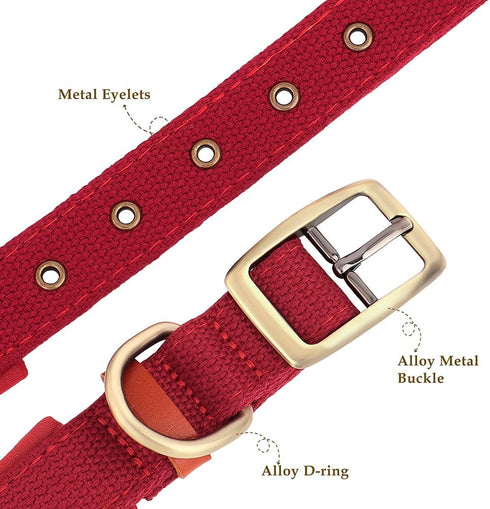 PET ARTIST Soft Neoprene Padded Nylon Dog Collar with Mental Buckle Comfort Pet Collar for Small Medium Girls Boys Dogs Red S Neck Size 10-14"(25-...