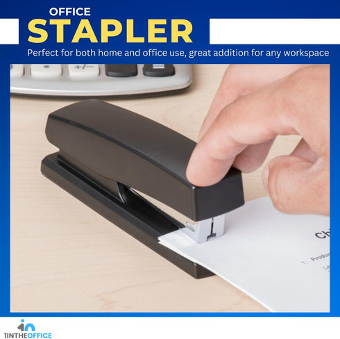 1InTheOffice Half Strip Stapler, Heavy Duty Desk Stapler, Office Stapler, Black, 20 Sheets Capacity, 3 Pack...