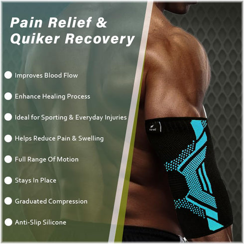 VEROLO Elbow Brace for men | Pack of 2 Compression Arm sleeve Elbow support for Men & Women- Tennis Elbow Brace | Pain Relief, and Elbow Sleeve we...