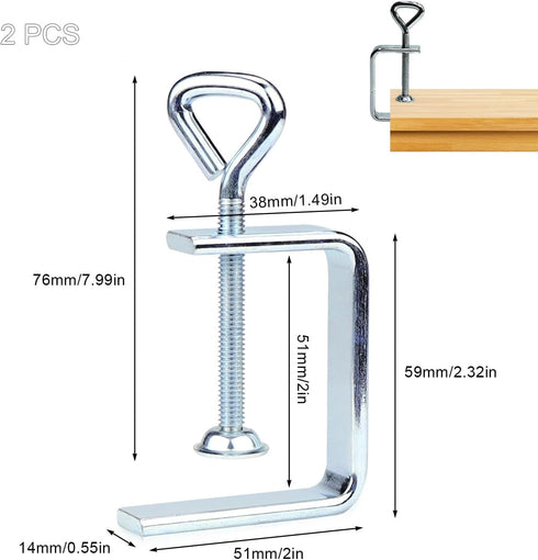 Woodworking C-Clamp, 2PCS Stainless Steel Heavy Duty Clamps for Welding, Wide Jaw 2" Desk Bench Dog Hole Clamp for Wood Edge Clamps...