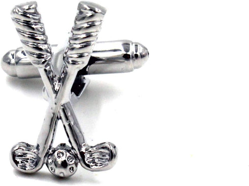 Golf Symbol Silver Pair of Cufflinks & Tie Bar Clip...