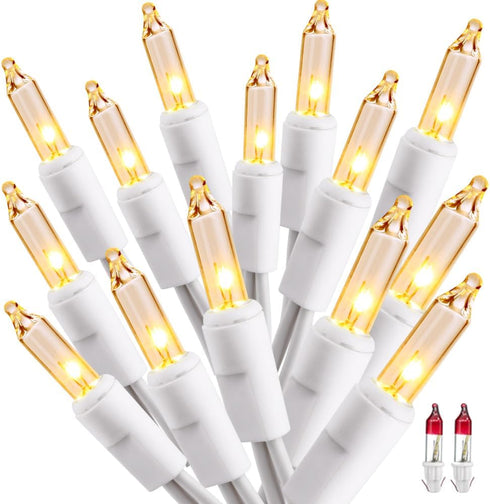 ODEETRONIC Warm Christmas Lights - 21.63ft 100Count Steady & Blink Clear Christmas Lights, UL Certified Incandescent Fairy String Light, White Wir...