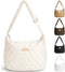 Women's Quilted Shoulder Bag - Lightweight Large Puffer Tote Bag Padded Cross Body Bag Hobo Bags...