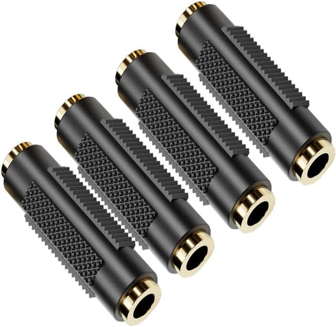 3.5mm ?1/8 Inch ? to 3.5mm ?1/8 Inch? Stereo Jack Female to Female Adapter Connector Gold Plated (4 Pack)...