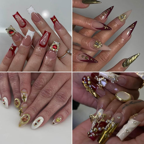 80+ Pcs Golden Nail Charms with Nail Art Rhinestones Gold Cross Virgin Mary and Rose Nail Gems for Acrylic Nails Accessories for Women Nail Decora...