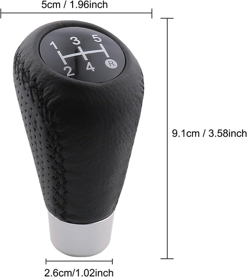 5 Speed Shift Knob Shifting Lever Leather Gear Stick Transmissions Shifter Handle Fit Most Manual Cars Truck SUV Vehicle (Black)...