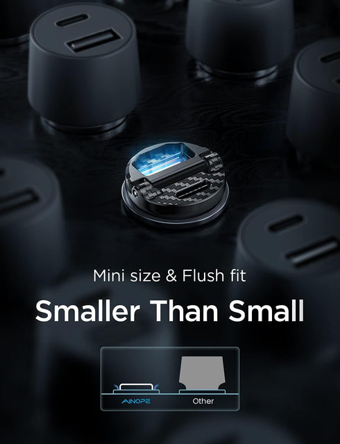 AINOPE USB C Car Charger Fast Charge, 60W Smallest USB Car Charger Flush Fit 30W QC&30W PD Fast Cigarette Lighter USB Charger Compatible with iPho...