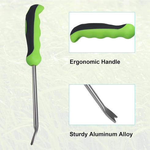 Weed Puller Tool Hand Weeder Dandelion Weeder Tool with Ergonomic Handle, Stainless Steel Manual Weed Puller Bend...