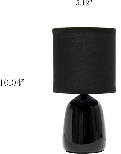 Simple Designs LT1134-BLK 10.04" Tall Traditional Ceramic Thimble Base Bedside Table Desk Lamp w Matching Fabric Shade for Home Decor, Nightstand,...