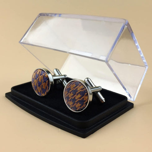 S&W SHLAX&WING Houndstooth Khaki Rose Beige Grey Matching Cufflinks...