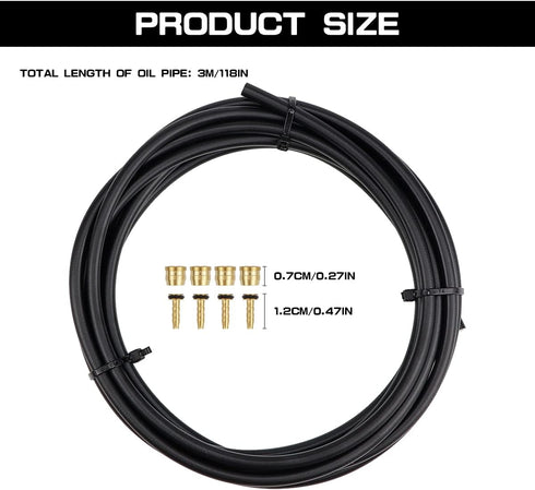 Bike Hydraulic Disc Brake Hose Kit Including 3000mm Hydraulic Brake Oil Tube 4Pcs Olive and Connector Inserts for Mountain Bike Replacement...