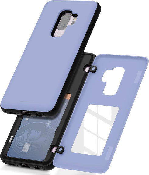 GOOSPERY for Samsung Galaxy S9 Plus (2018) Card Holder Wallet Case, Easy Magnetic Door Closure Protective Dual Layer Bumper Phone Back Cover with ...