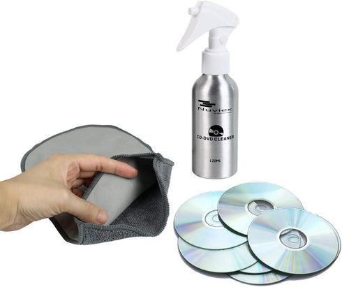 CD DVD Cleaner Solution Spray Fluid - Premium Compact disc Cleaning Kit with Anti-Static Microfiber Cloth Glove 4oz...