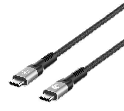 MANHATTAN USB 4 Cable – 6.6 ft - 240W Fast Charging USB C Cord, 40 Gbps High Speed Data Transfer, Supports 8K HD Display, Braided – 3 Yr Mfg Warra...