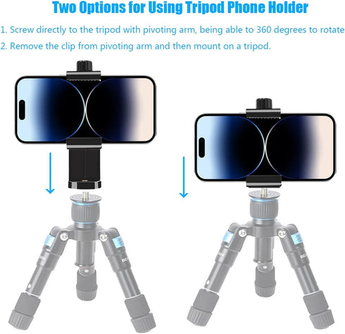 Cell Phone Tripod Mount Holder, Smartphone Tripod Cell Phone Holder Mount Adapter Clip, Digtal Camera Bracket Selfie Lens Monopod Adjustable Ring ...