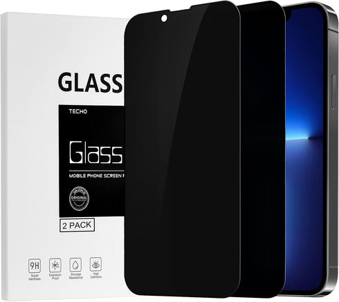 TECHO Privacy Screen Protector Compatible with iPhone 16e / iPhone 14 / iPhone 13 / iPhone 13 Pro Tempered Glass Film (Edge to Edge Full Coverage)...