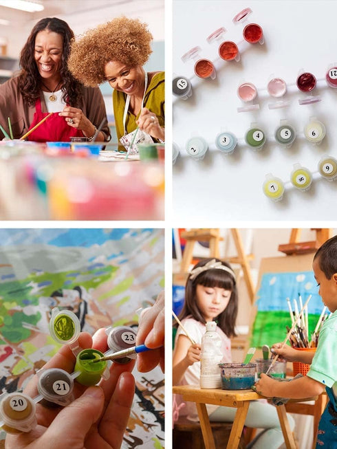 Mandala Crafts 150 Empty Acrylic Paint Pots with Lids 25 Mini Paint Pot Strips - 3ml 0.1oz Plastic Paint Pods 40 Brushes - Clear Small Paint Conta...