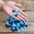 200 Pcs Handmade Mulberry Paper Stephania Venosa Flowers Petals 15x15 mm Scrapbooking Wedding DIY Craft Supplies Card Artificial Flowers (Blue Ton...