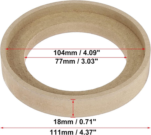 X AUTOHAUX Pair Car Beige Speaker Spacer Ring Adaptor Brackets Mounting Spacer Recess Bezel Plate Wood 77mm ID for 3.5 Inch Speakers...
