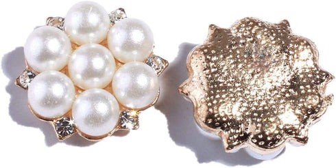 50PCS Gold Crystal Pearl Rhinestone Buttons for DIY Crafts Headbands Hair Accessories Wedding Bouquet Party Decoration (D74)...