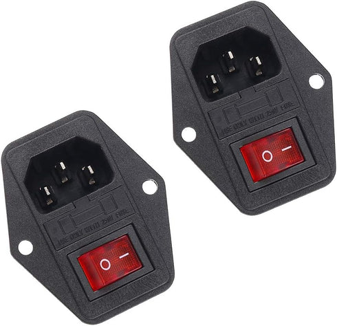 URBEST Inlet Module Plug 5A Fuse Switch Male Power Socket 10A 250V 3 Pin IEC320 C14, 2 Sets...