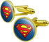 GRAPHICS & MORE Superman Classic S Shield Logo Round Cufflink Set Gold Color...