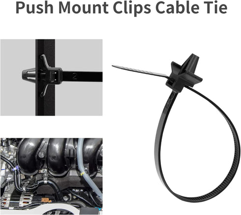210 PCS Universal Nylon Push Mount Cable Zip Ties Assorted Sizes, Heavy Duty Nylon Push Mount Self Locking UV Resistant Wire Ties, 5 Most Popular ...