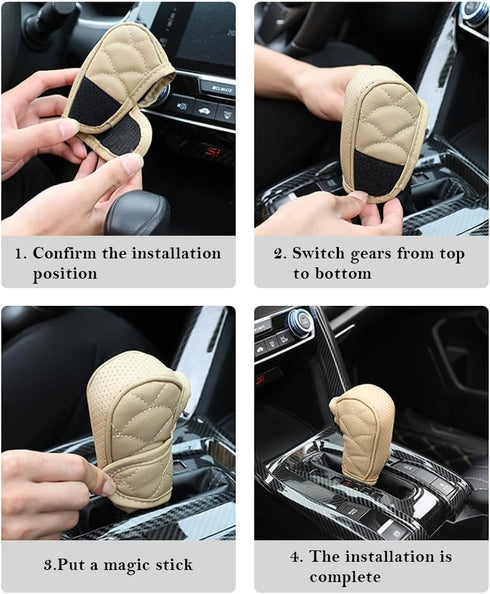 Car Gear Shift Cover,Leather Gear Shifter Cover for Protecting Stick Shift Knob,Universal Breathable Car Shifter Cover Car Interior Accessories fo...