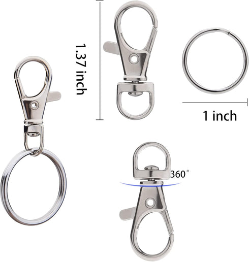 Metal Swivel Snap Hooks with Split Key Rings Keychain for Lanyards Jewelry Findings (60 Pieces)...