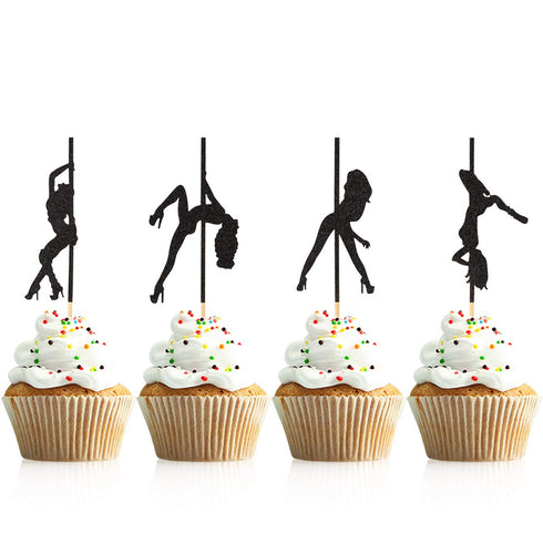 Donoter 48 Pcs Pole Dancing Cupcake Toppers Pole Dancers Cake Picks for Bachelorette Party Birthday Decorations...