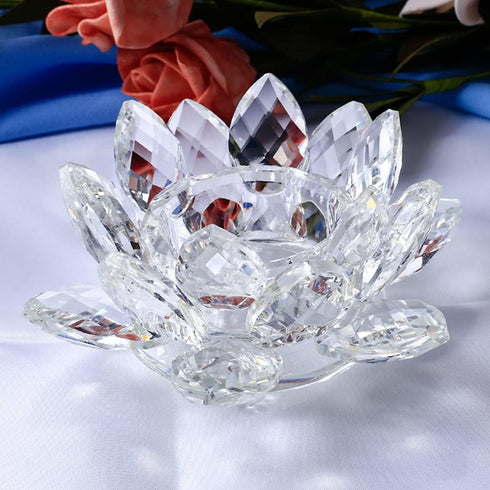 GOLDEAL Clear Glass Flower Tealight Candle Holder,Votive Candle Holder,Candlestick Holder for Table Centerpiece,Dinners, Wedding, Party, Livingroo...