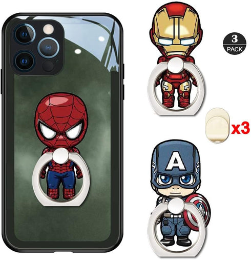 ZOSTLAND 3PCS Super Hero Phone Ring,Universal 360°Adjustable Phone Case Finger Grip Stand Holder Desk Stent Mount Hook Compatible with iPhone15 14...
