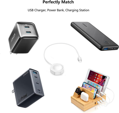 Short Watch Charger Compatible with Apple Watch Charger, USB C Cord Wireless Charging Compatible for Watch 9/8/7/6/SE2/SE/5/4/3/2 (0.78ft/24cm) Sh...